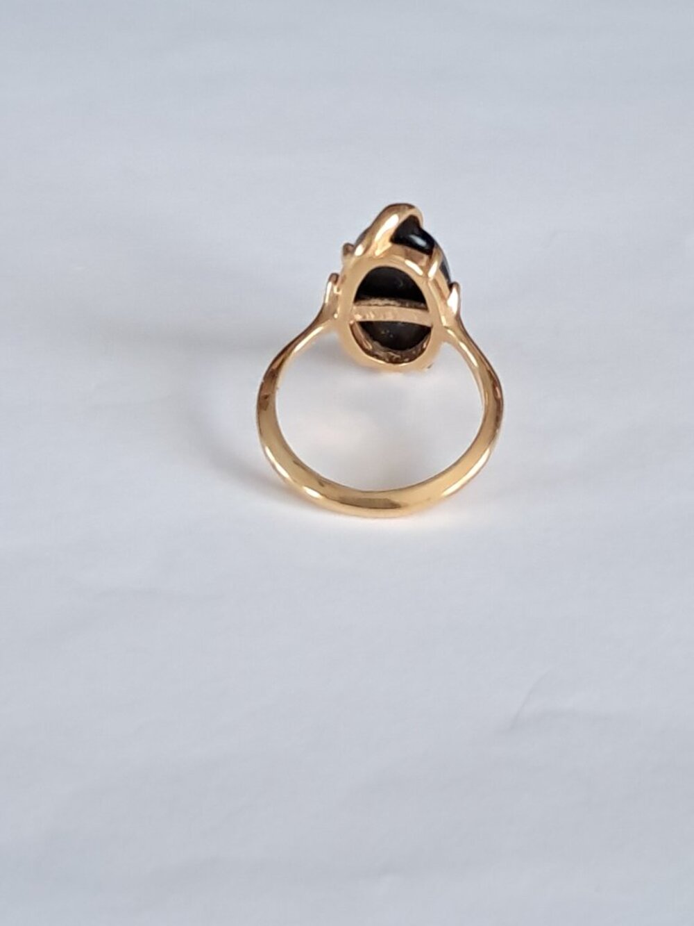 Vintage 1978 Avon Black Onyx Night Flower Gold Tone Ring Size 7 - Picture 4 of 8